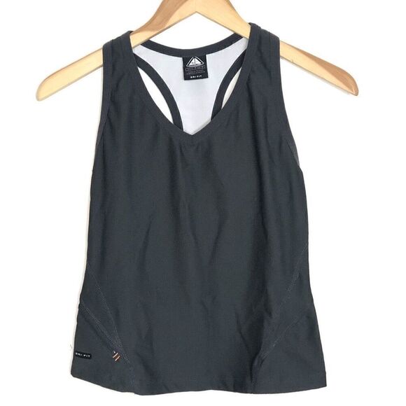Nike ACG Womens Racerback Dri-Fit Gray Tank Top Size Small Zip Pocket Shelf Bra - Picture 1 of 9